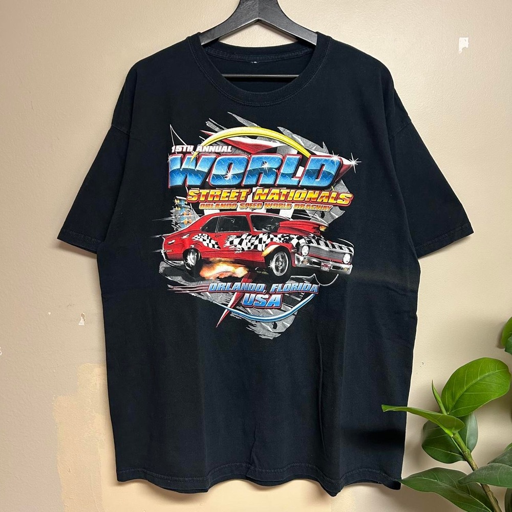 Vintage 2007 Orlando Speed World Dragway Racing Graphic Shirt Mens XL Black